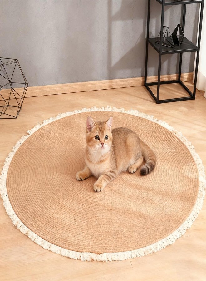 Xanadued Cotton Rope Area Rug for Cats, Cat Scratch Rug, Washable Boho Braided Circle Rug, Soft and Stylish Home Accen for Cat Lovers - Image 1